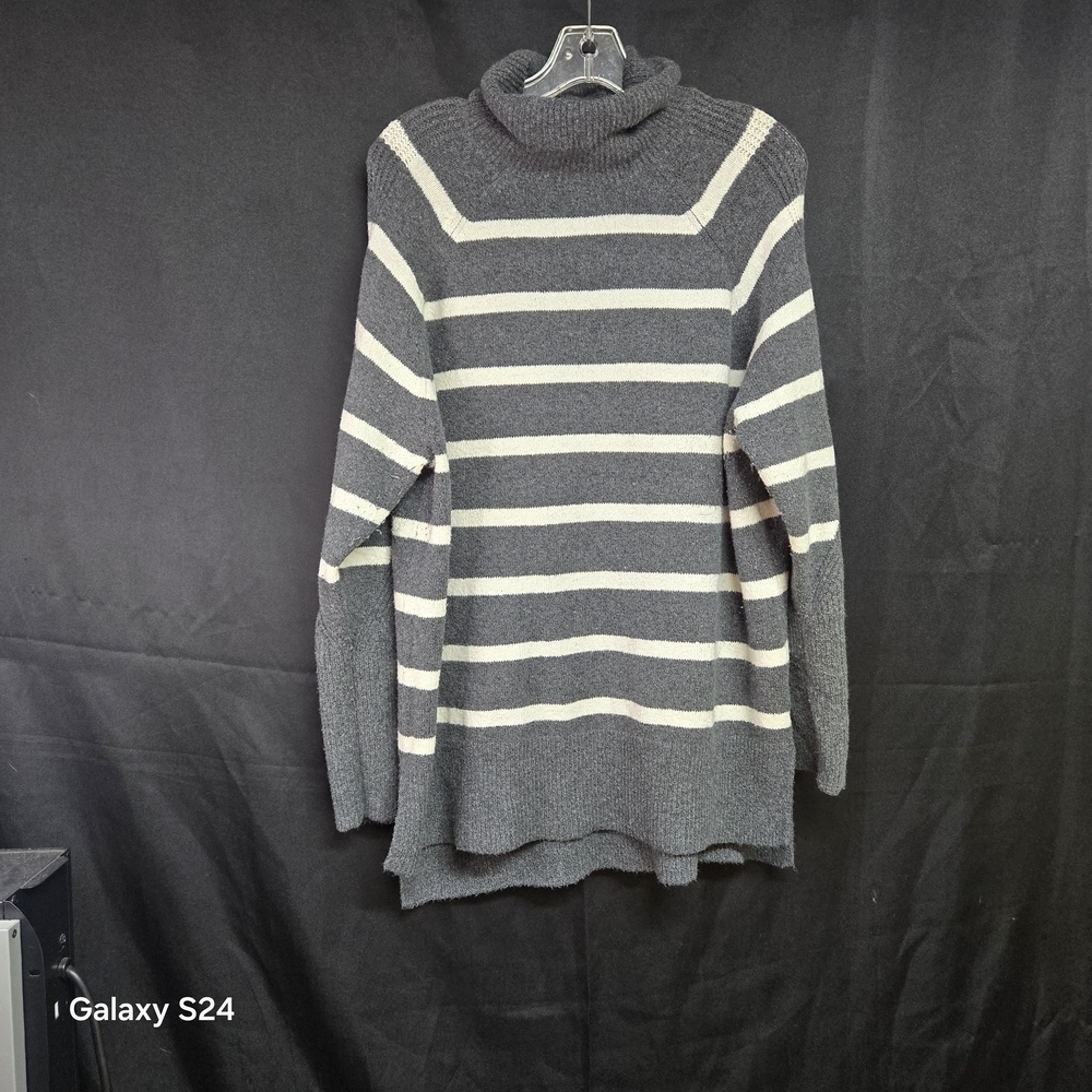 A NEW DAY Striped Gray and Cream Turtleneck Sweater SIZE XXL